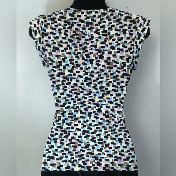 Rare Y2K BCBG MaxAzria Deep V Crossover Neck Cap-sleeve Ruched Stretch Top XS - Picture 5 of 6